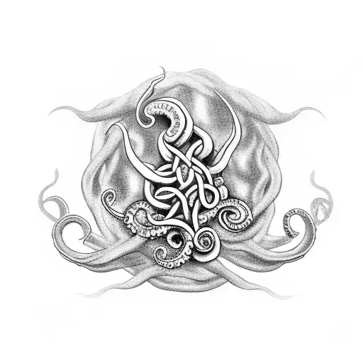 Hand Tattoo With Kraken Tentacles At The Fingers Attacking A Celtic Sailing Ship At The Wrist