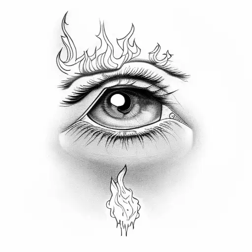 A Female Eye And In The Iris Is A Moth On Fire Above A Funeral Pyre