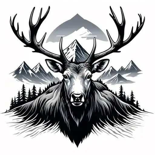 Elk And Mountain