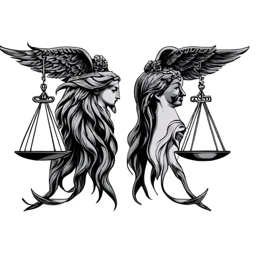 Greek Libra And Virgo Symbols Together