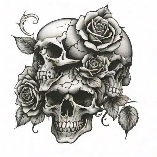 Roses Skull Soft Shading