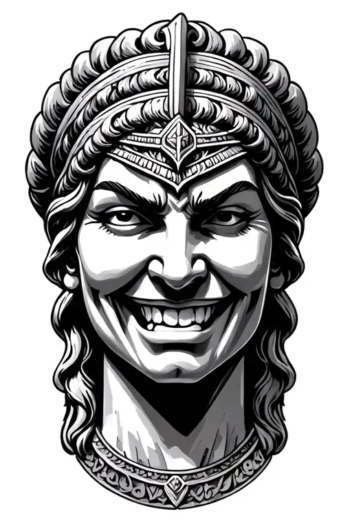 Artemis Statue Head Happy