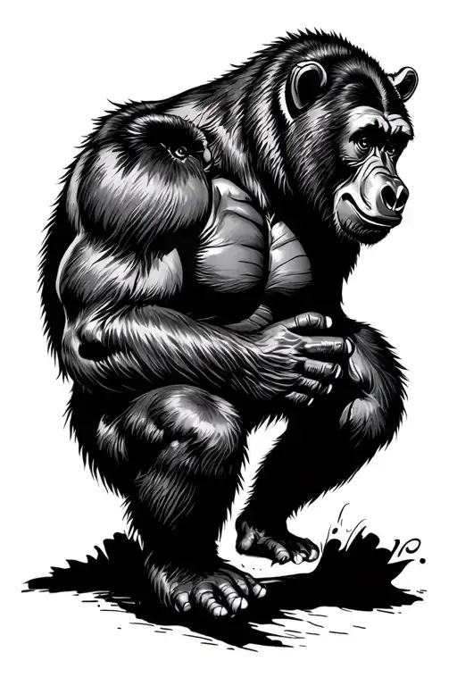 Gorilla Fighting Bear