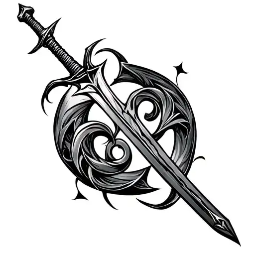 Vicking Symbols With Sword And Eloane On The S H Calligraphy