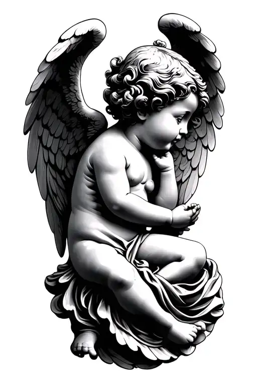 Angel Baby Statue Side Profile