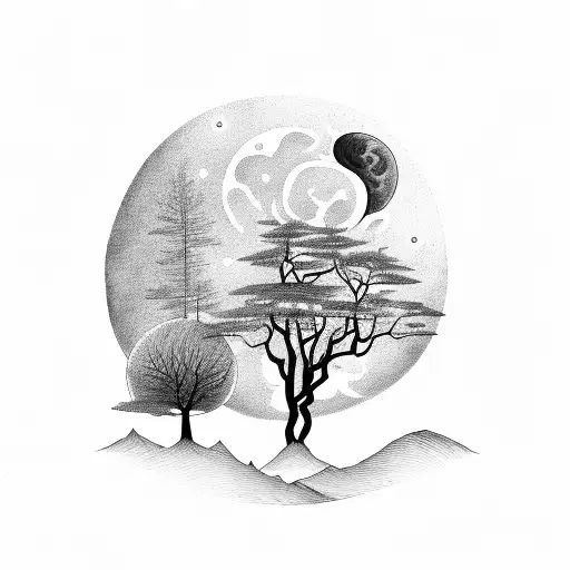 Forest With The Moon On Top