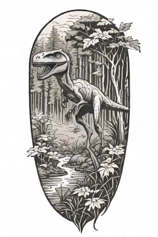 Velociraptor Running Through The Forrest