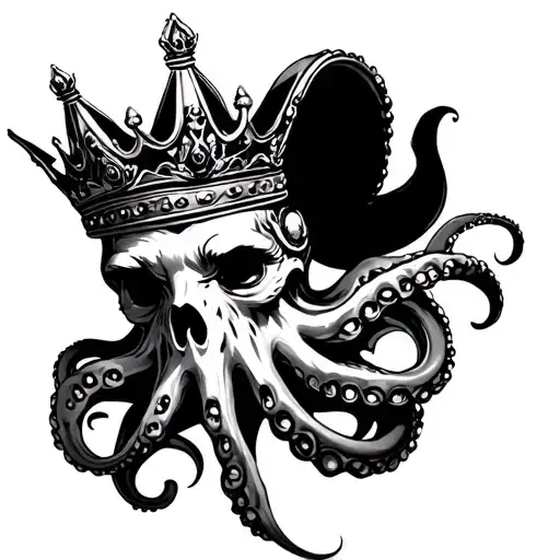 Realistic King Crown On Octopus Tenticle