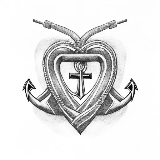 Anchor And Heart And Christian Cross
