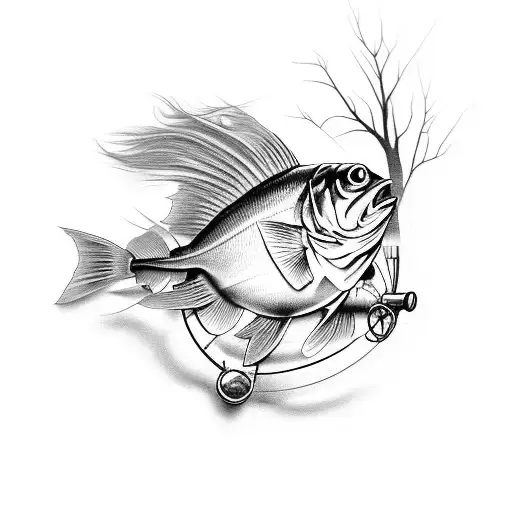 Black And Grey Realism Fishing