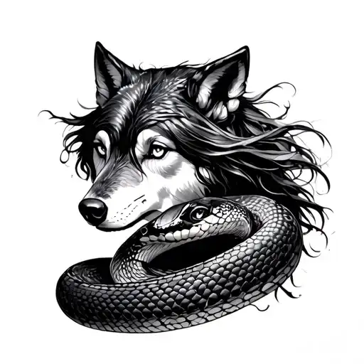 Snake Girl Wolf Forest
