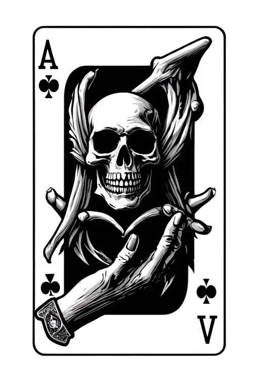 Death Front Holding Poker Card