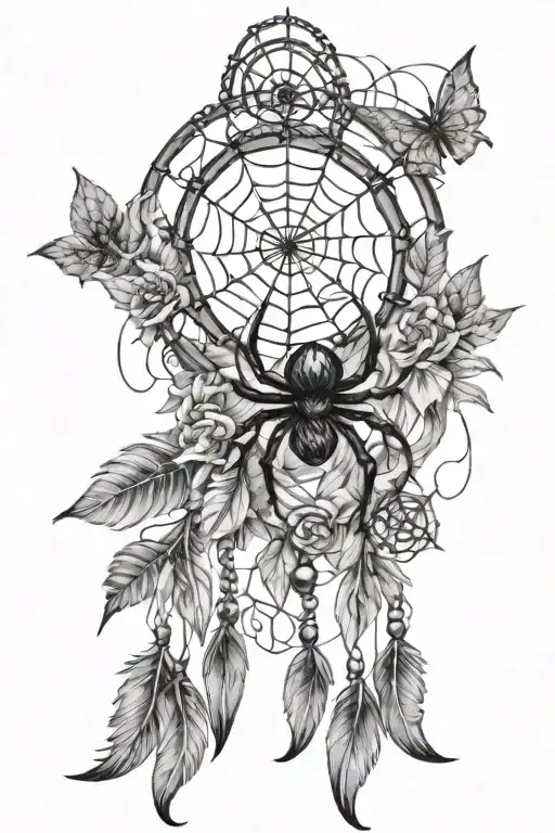 Spider Web Dream Catcher Entangled Beautiful With Feathers Leaves Beads