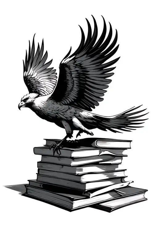Phoenix Flying From Open Stack Of Books Flying