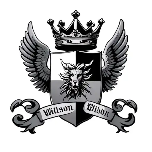 Wilson Family Crest Heraldry Crown Wings