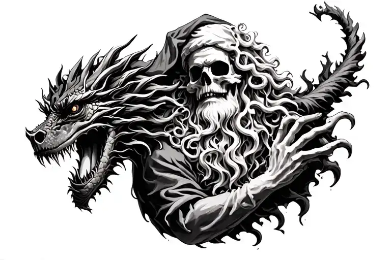 Santa Death With Medusa And A Dragon