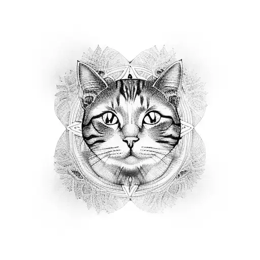 Incorporate A Cat Silhouette Into A Mandala Design
