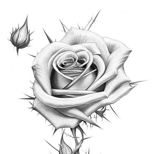 Rose With Thorns And Blood Coming From The Thorns