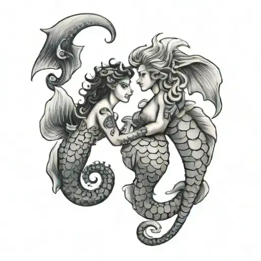 Seahorse And Mermaid Holding