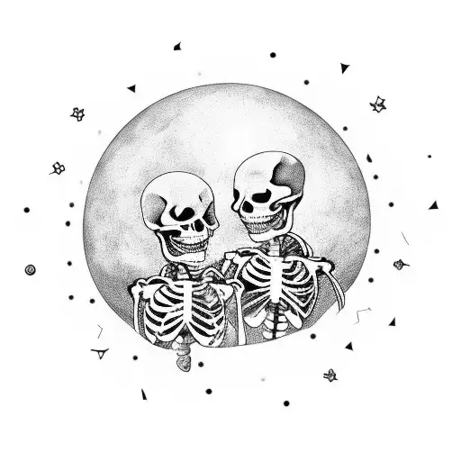 Skeletons Slow Dancing With The Moon In The Background