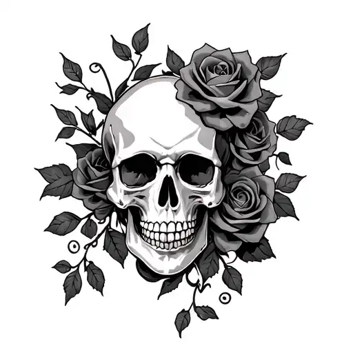 Skull Roses And Vines Wrapping