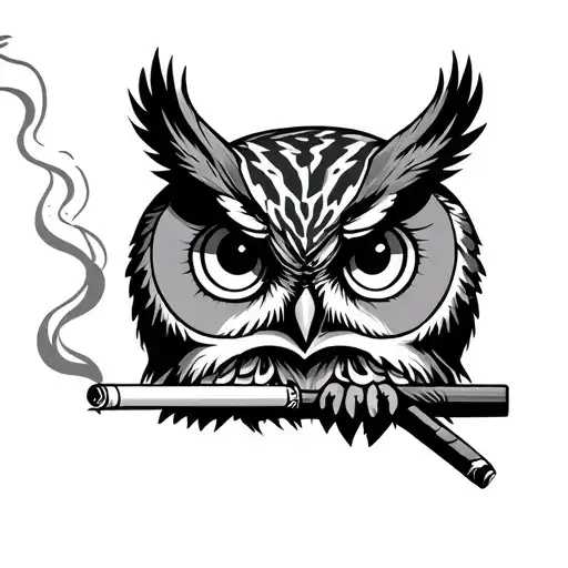 Owl Smoking A Cigarette