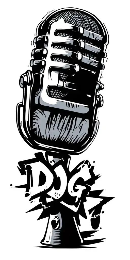 A Rap Microphone With The Graffiti Word Dog Underneath It