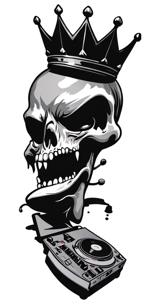 A Dj Turntable With A Crown Hovering Above It