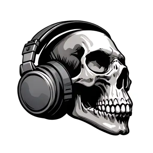 Turbocharger Skull Wearing Headphones
