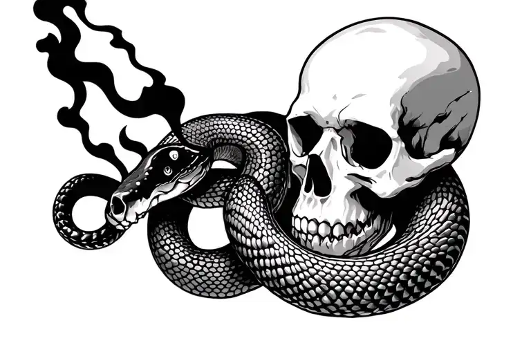 Memento Mori With Black Smokes And A Snake