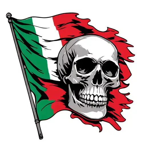 Skull And Italian Flag Waving