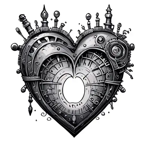 Steampunk Heart With Space In The Middle For Newborn Footprint