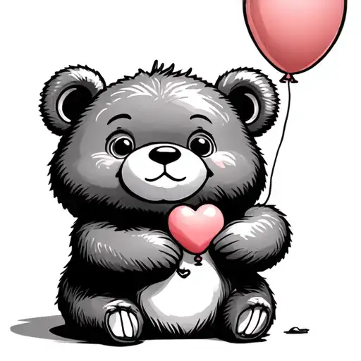 Cute Bear With A Heart Shaped Ballooon In His Hands