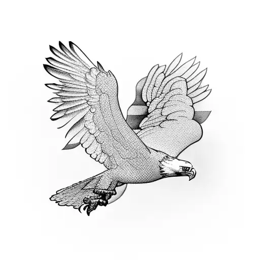 Eagle Soaring Over A Tropical Island