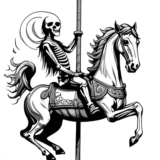 Ghost Rider Skeleton Horse On Carousel Horses Breaking Free