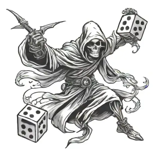 Grim Reaper Throwing Dice
