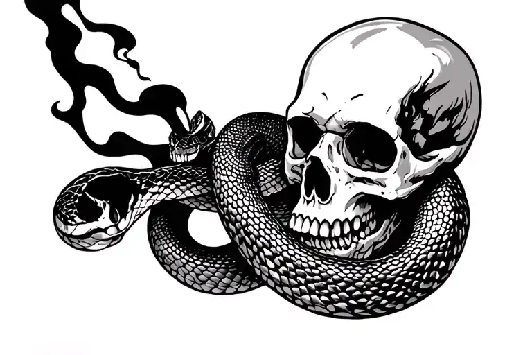 Memento Mori With Black Smokes And A Snake