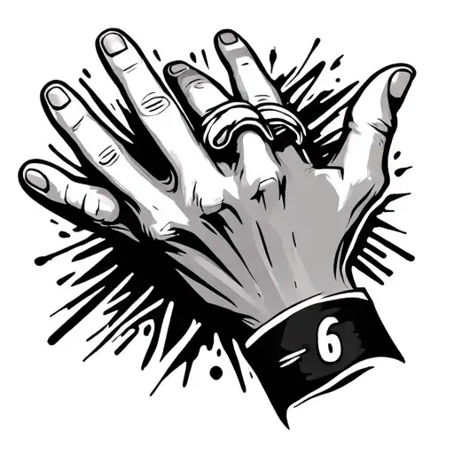 Hand Showing Four Fingers With The Word Number 6 Below The Hand