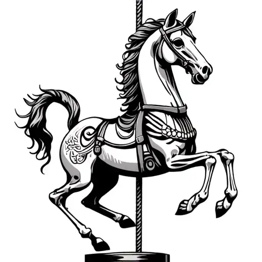 Skeleton Horse On Carousel Horses Breaking Free