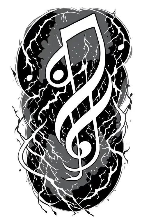 Music Notes Lightening Storm And Time