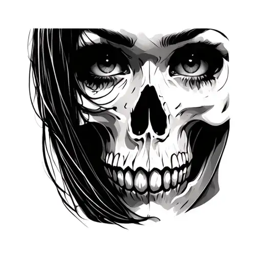 Face Half Girl Half Skull