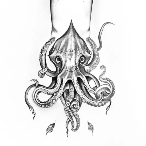 Hand Tattoo With Kraken Tentacles