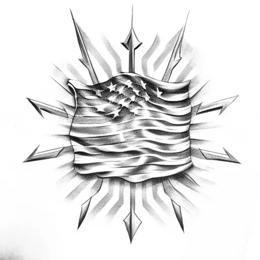 American Flag Tattered Around Bicep