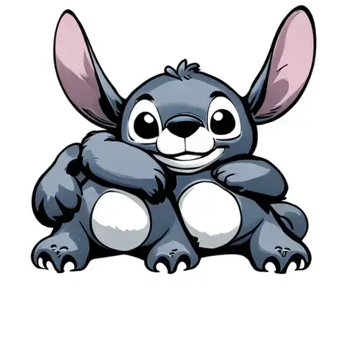 Stitch Hugging A Care Bear