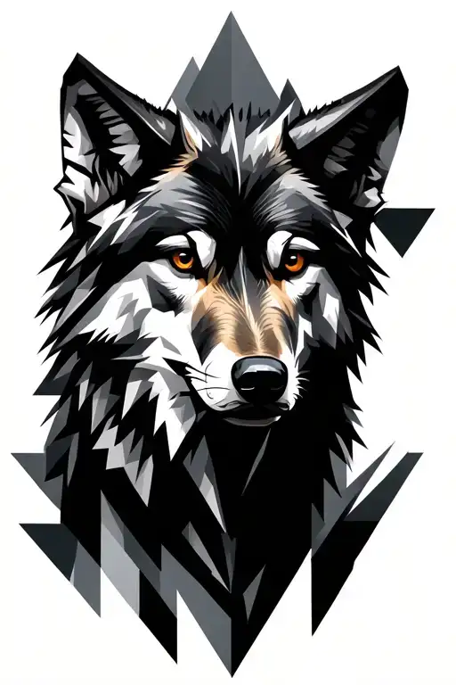 Geometric Wolf With Realistic Depiction
