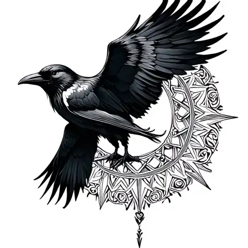 Sun Blackwork Nordic Raven