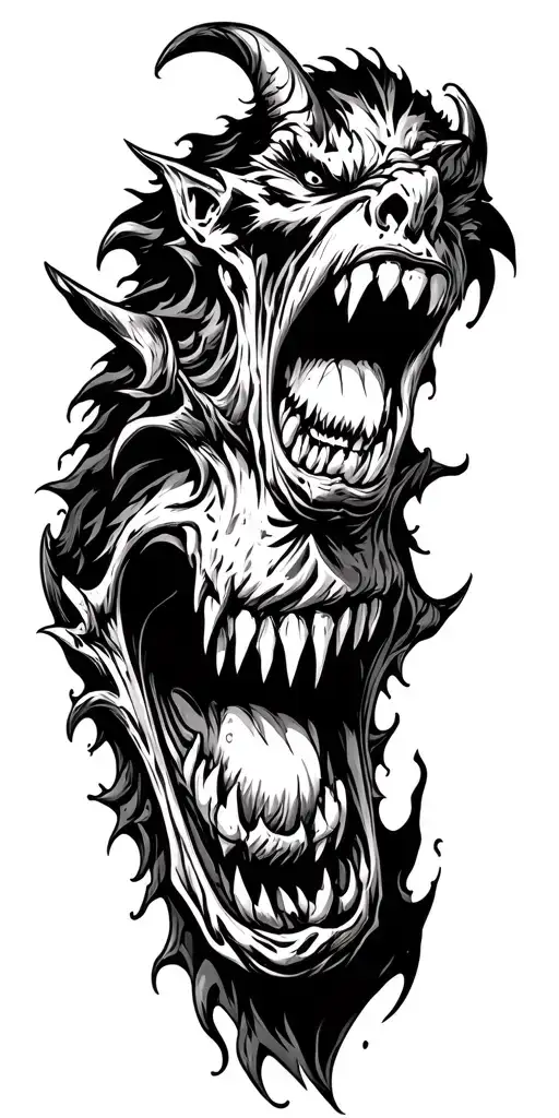 A Scary Demon Screaming With Tongue Out