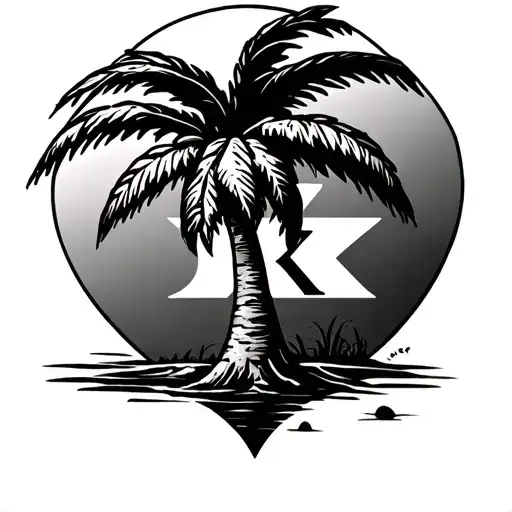 Palm Tree With Heart And K