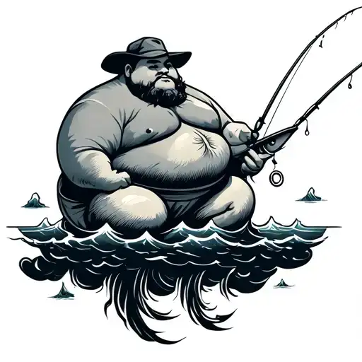 Memorial Fat Guy Fishing On Cloud