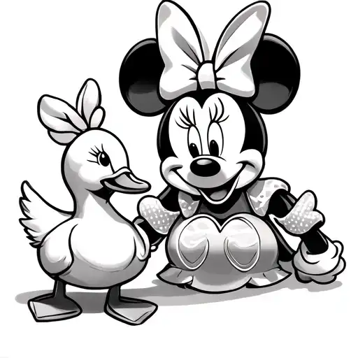 Princess Minnie Mouse And A Baby Duck